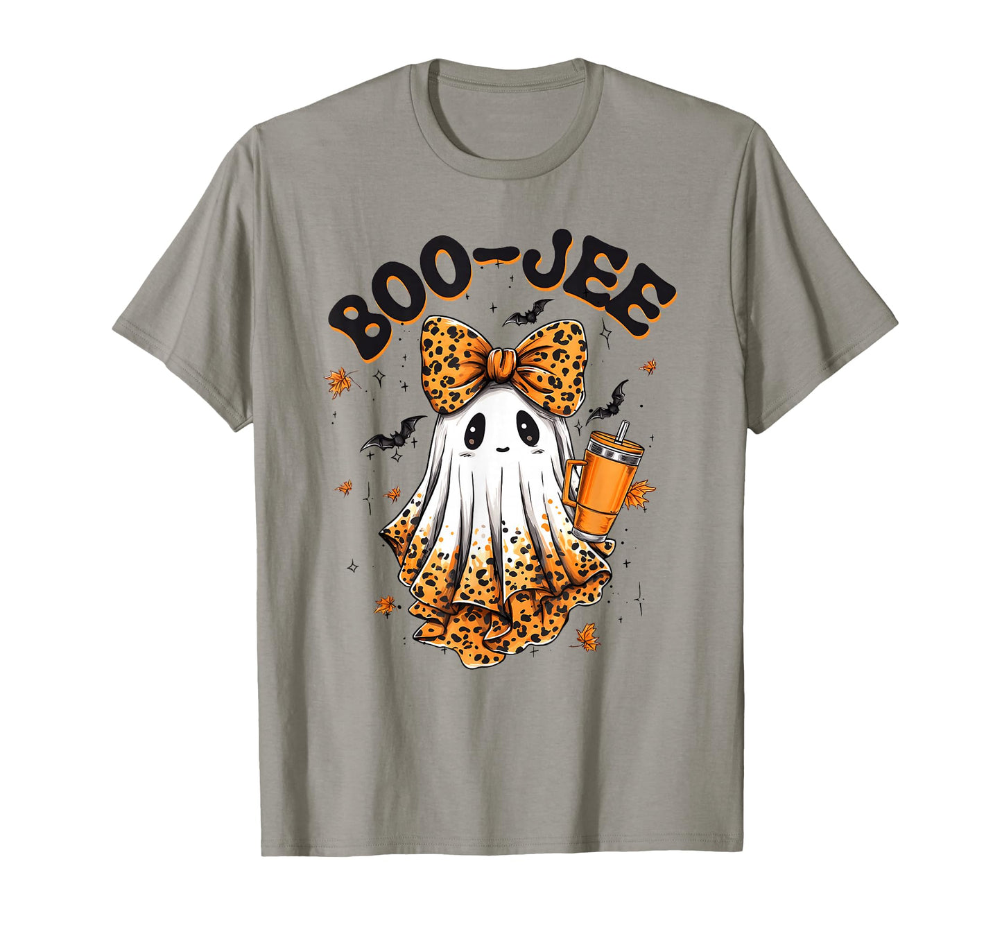 Coquette Leopard Ghost Coffee Boo-JEE Halloween Boujee Ghost T-Shirt