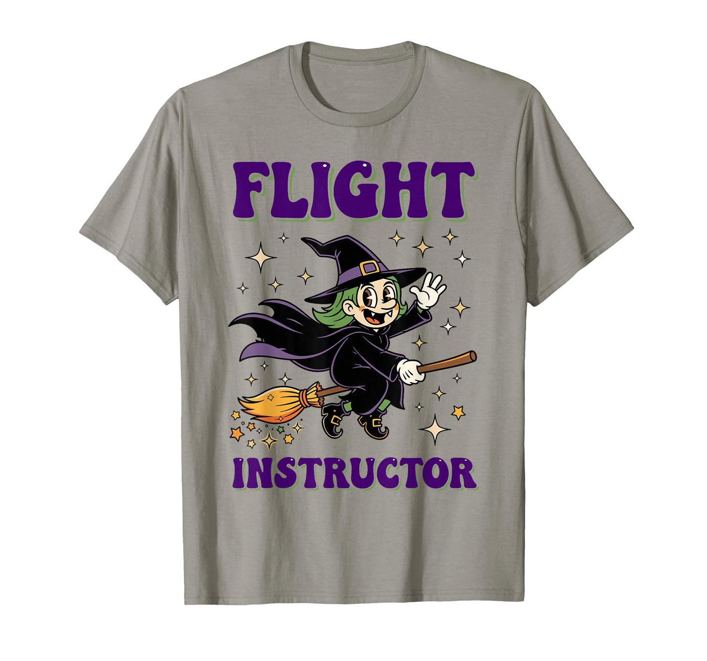 Flight Instructor Witch Riding Broomstick Halloween Costume T-Shirt
