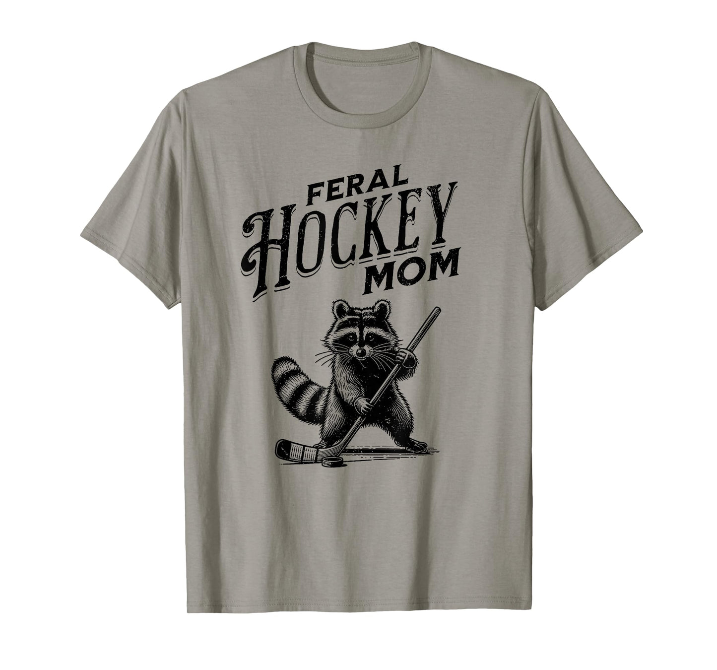 Retro Raccoon Feral Hockey Mom Hockey Player Trash Panda T-Shirt