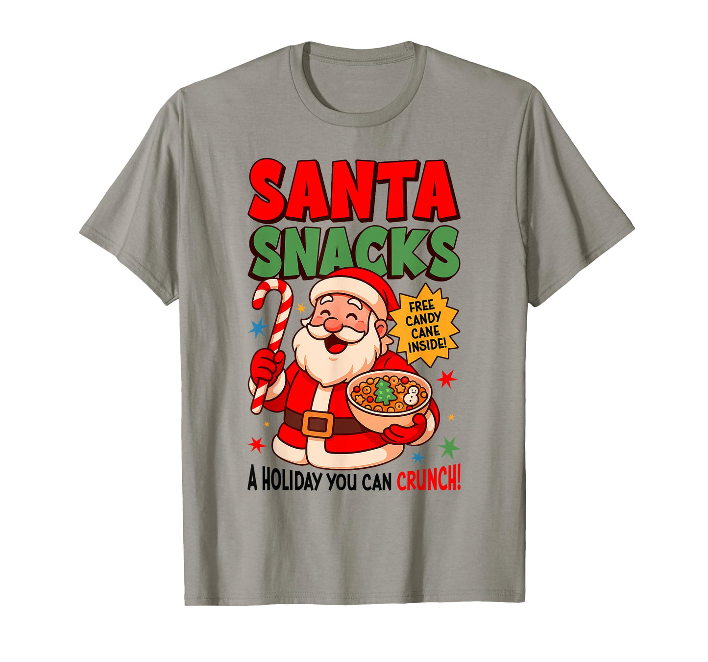 Santa Snacks Funny Santa Claus Gingerbread Candy Cane Xmas T-Shirt