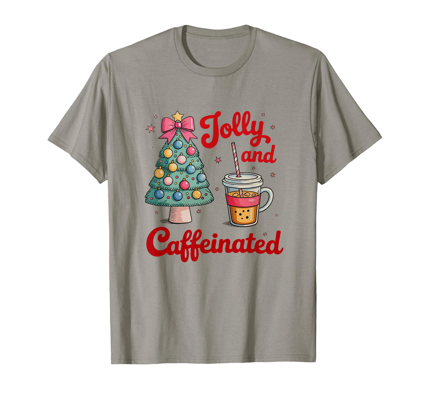 Jolly and Caffeinated Coffee Christmas Tree Xmas T-Shirt