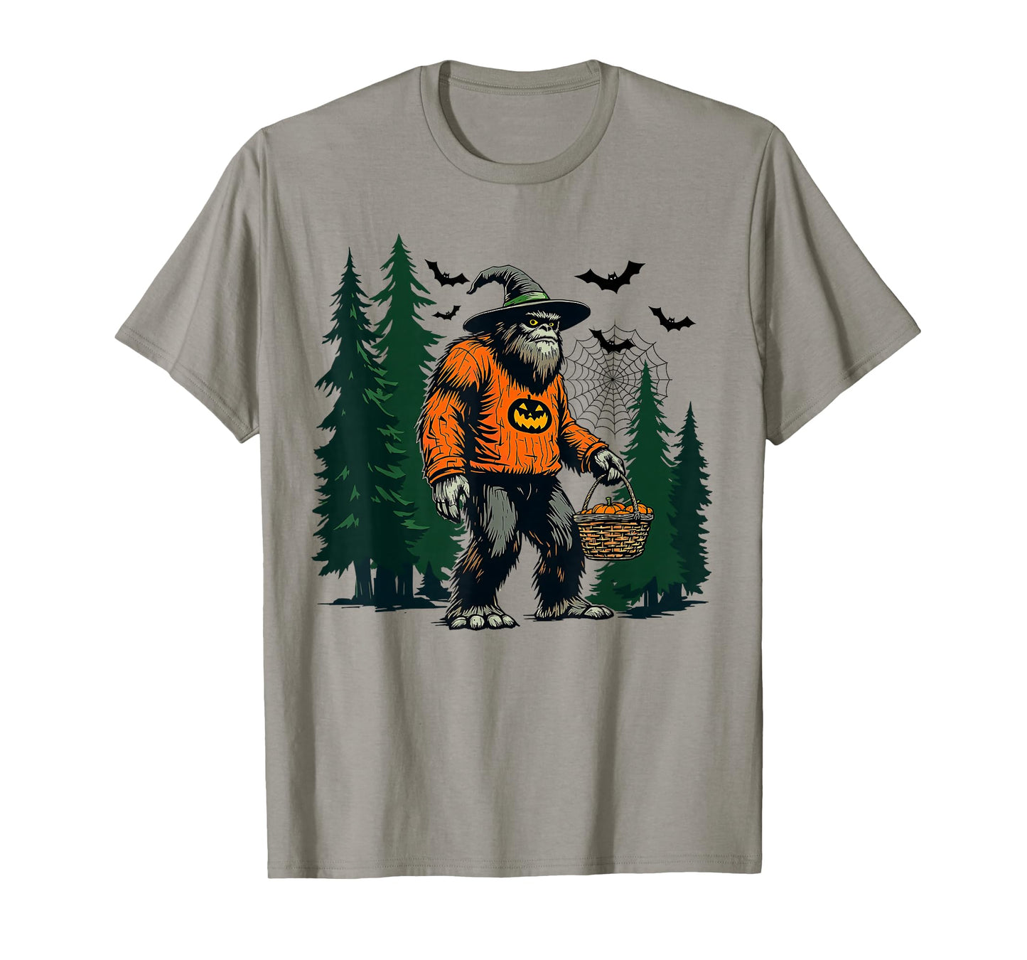 Spooky Bigfoot Sasquatch Witch Hat Halloween Men Women Kids T-Shirt