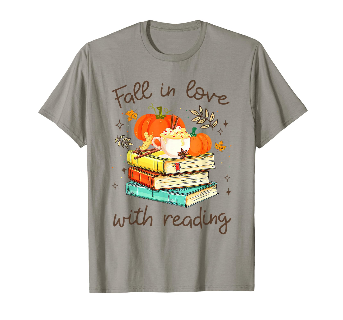 Fall in Love with Reading Book Autumn Pumpkins and Teachers T-Shirt