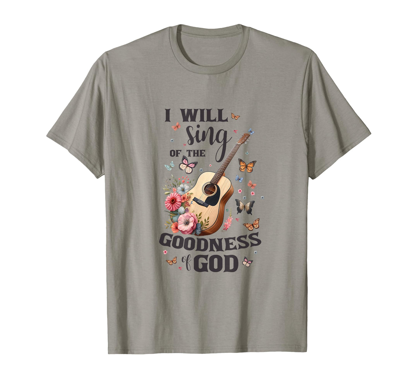 Christian Floral Guitar I Will Sing Of The Goodness Of God T-Shirt