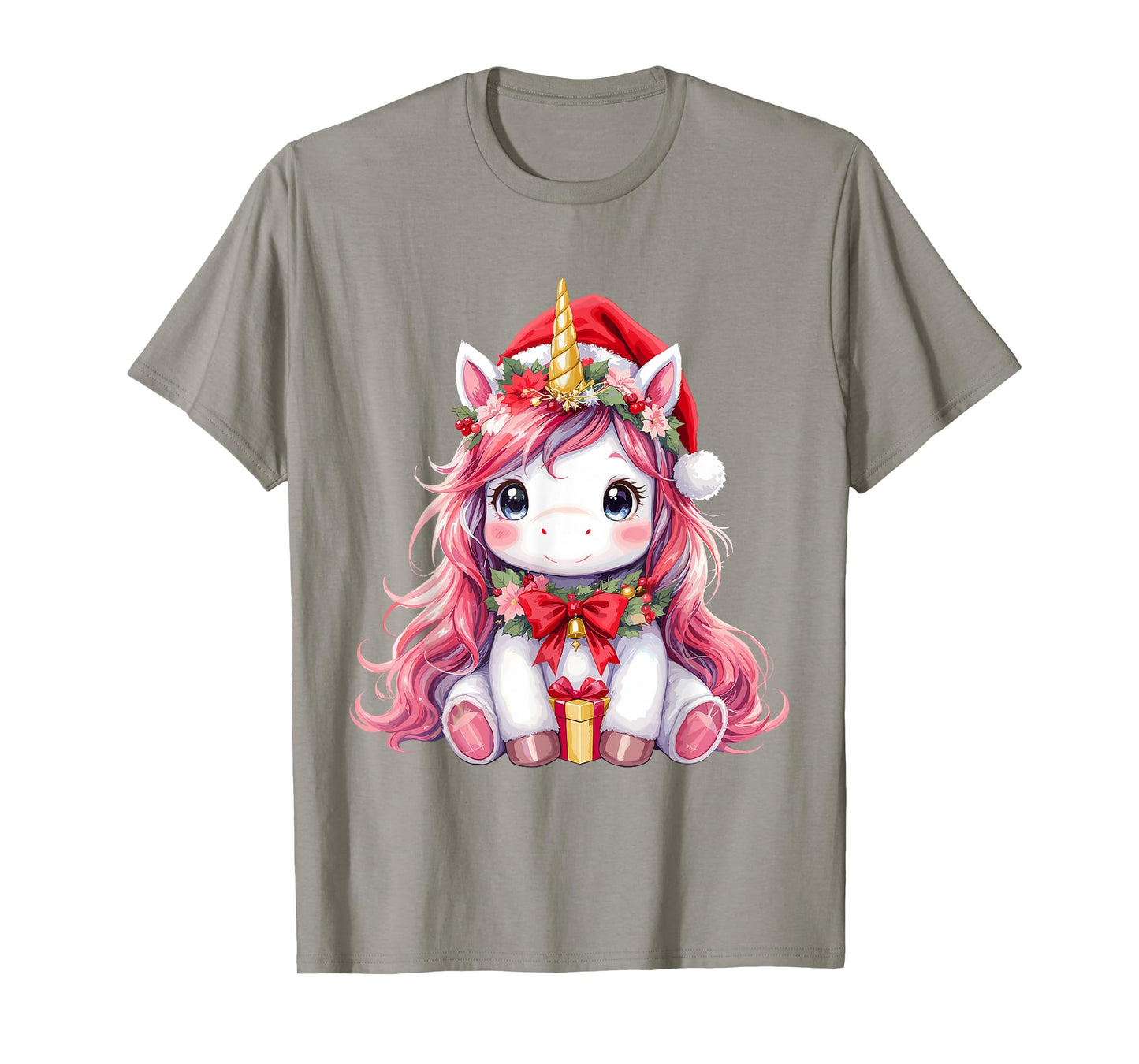 Cute Unicorn Magical Christmas Girls Kids Santa Xmas T-Shirt