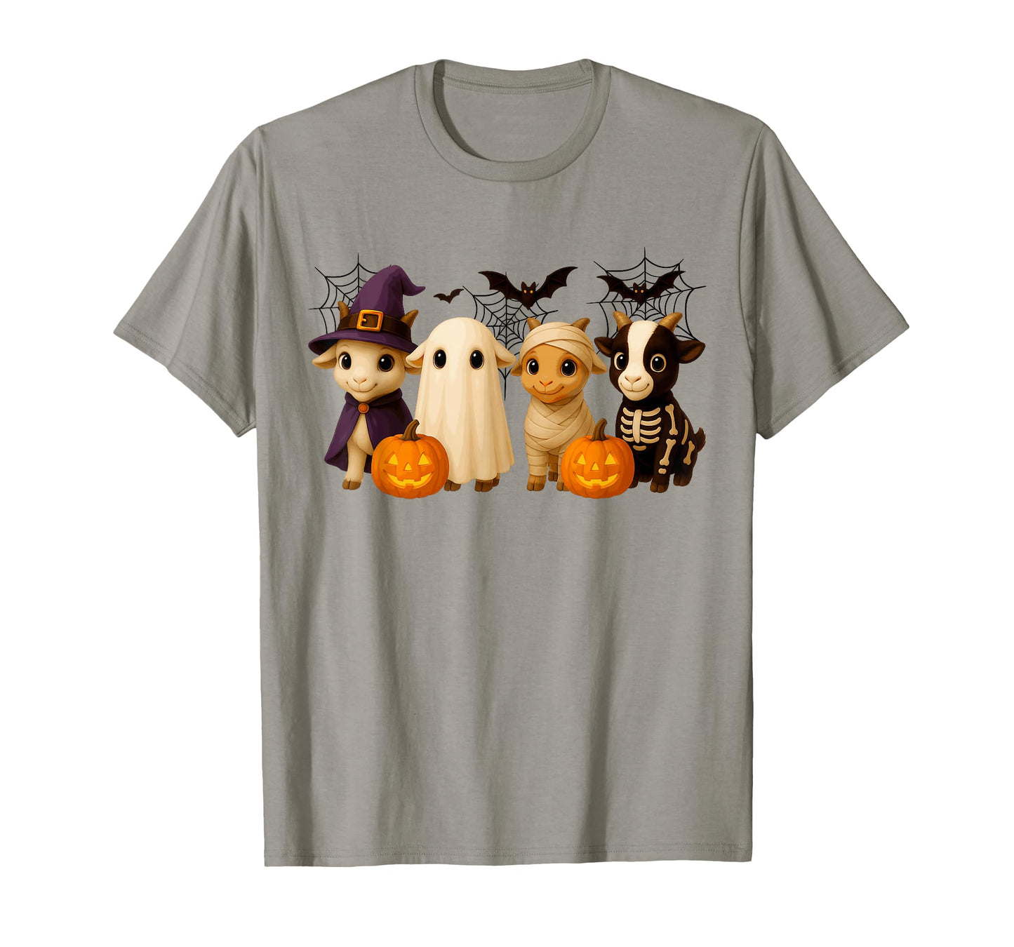 Goats in Witch Skeleton Ghost Costume Happy Halloween Day T-Shirt