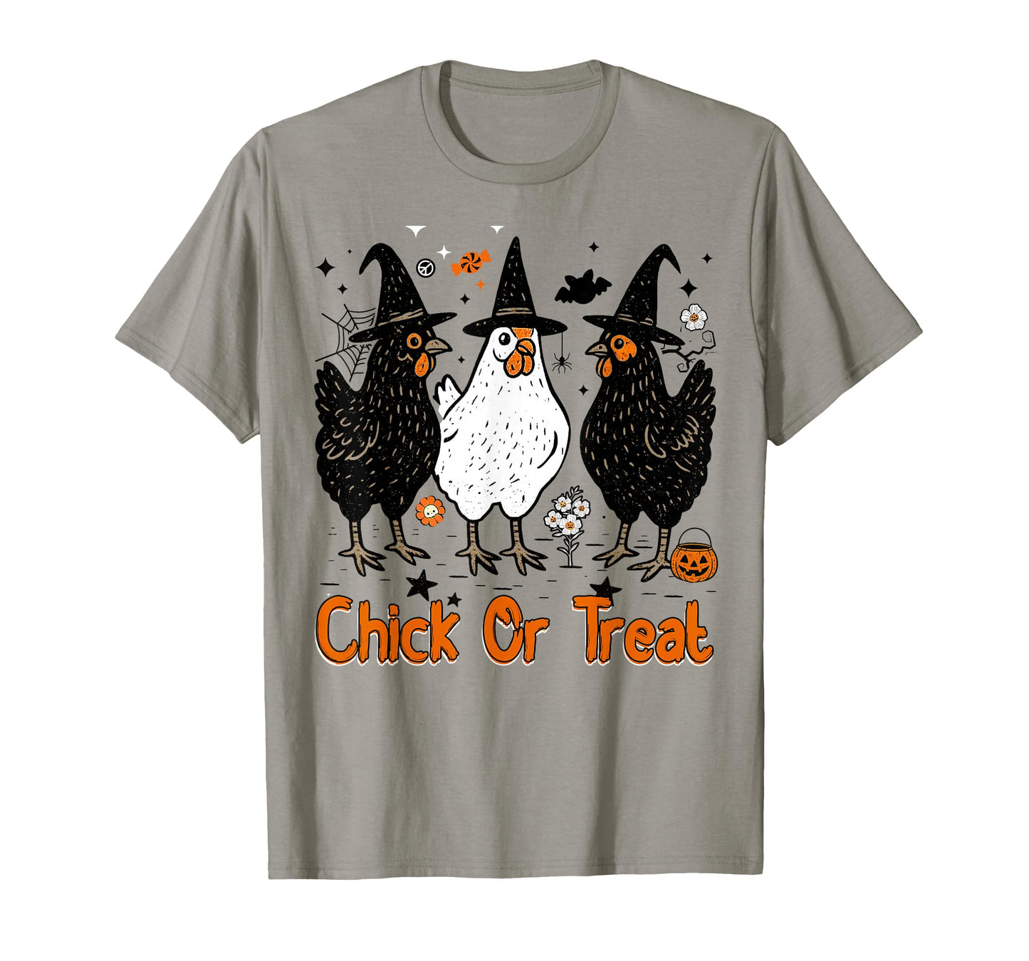 Retro Halloween Chick Or Treat Spooky Chickens Ghost Pumpkin T-Shirt