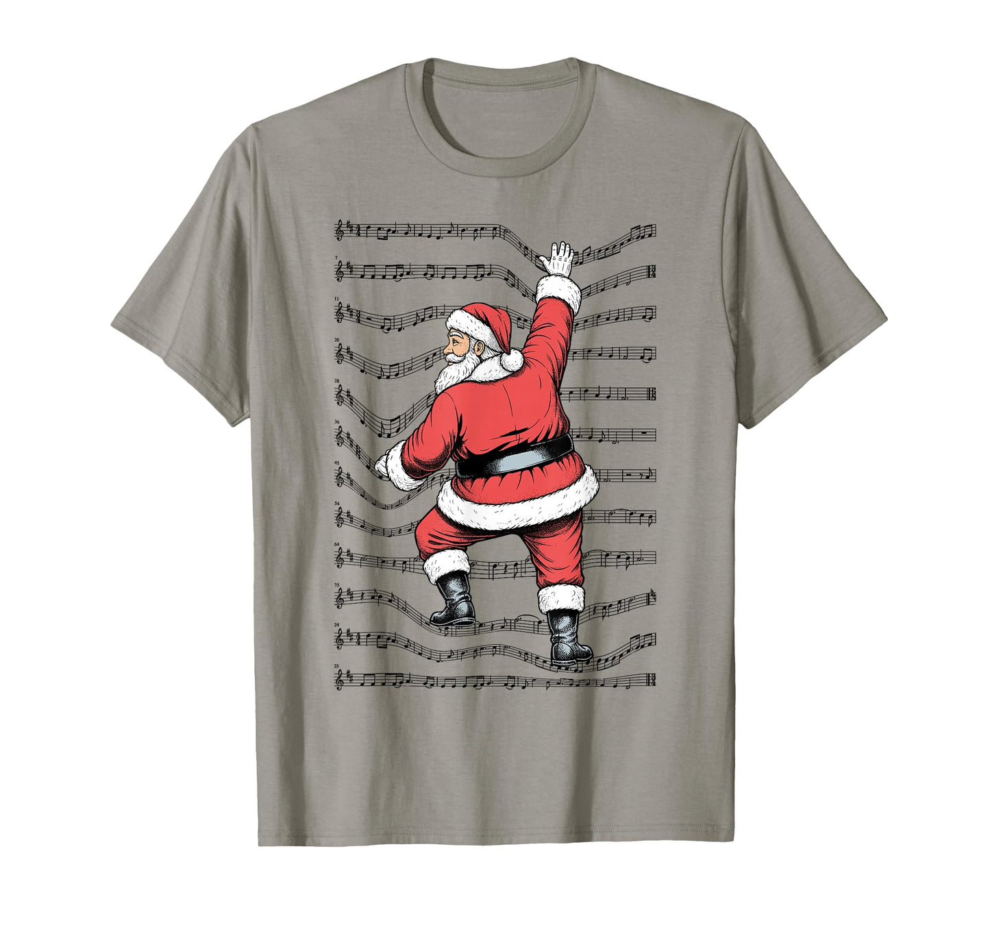 Musician Christmas Funny Santa Claus Climbing Sheet Music T-Shirt