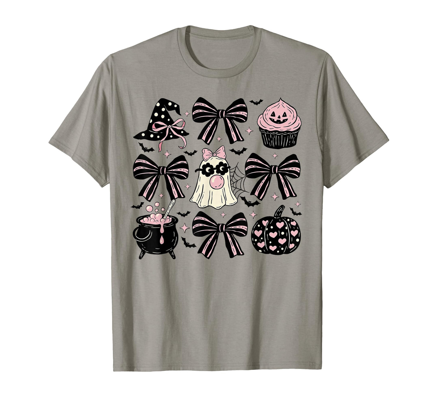 Funny Ghost Halloween Coquette Bow Witch Hat for Women Girls T-Shirt