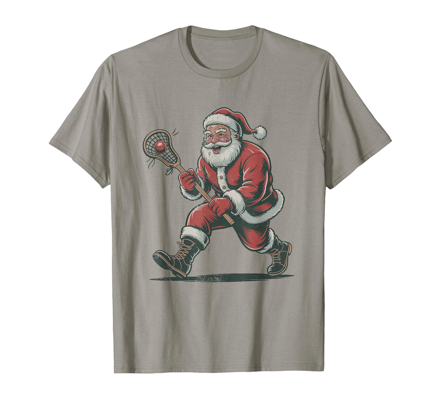 Santa Playing Lacrosse Retro Vintage 90s Christmas Holiday T-Shirt