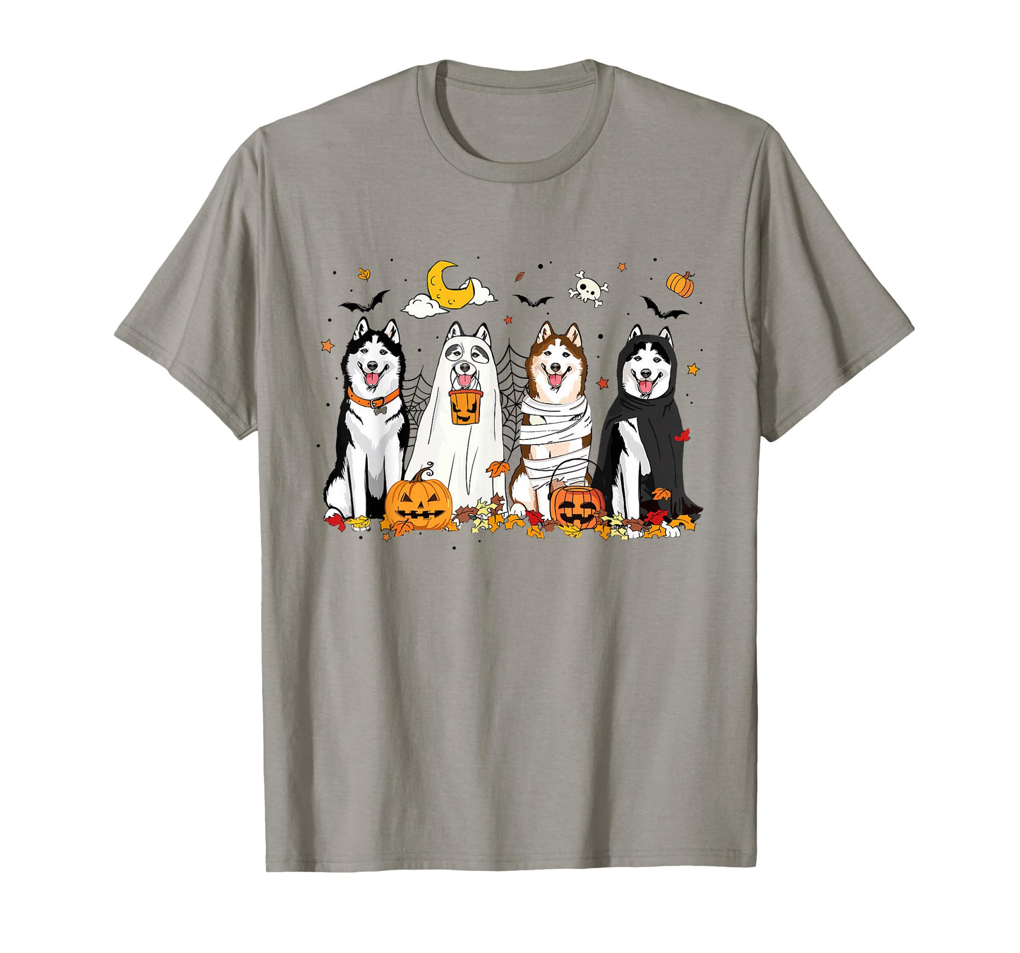 Fall Husky Ghost Halloween Husky Witch Dog Mom Dog Lover T-Shirt