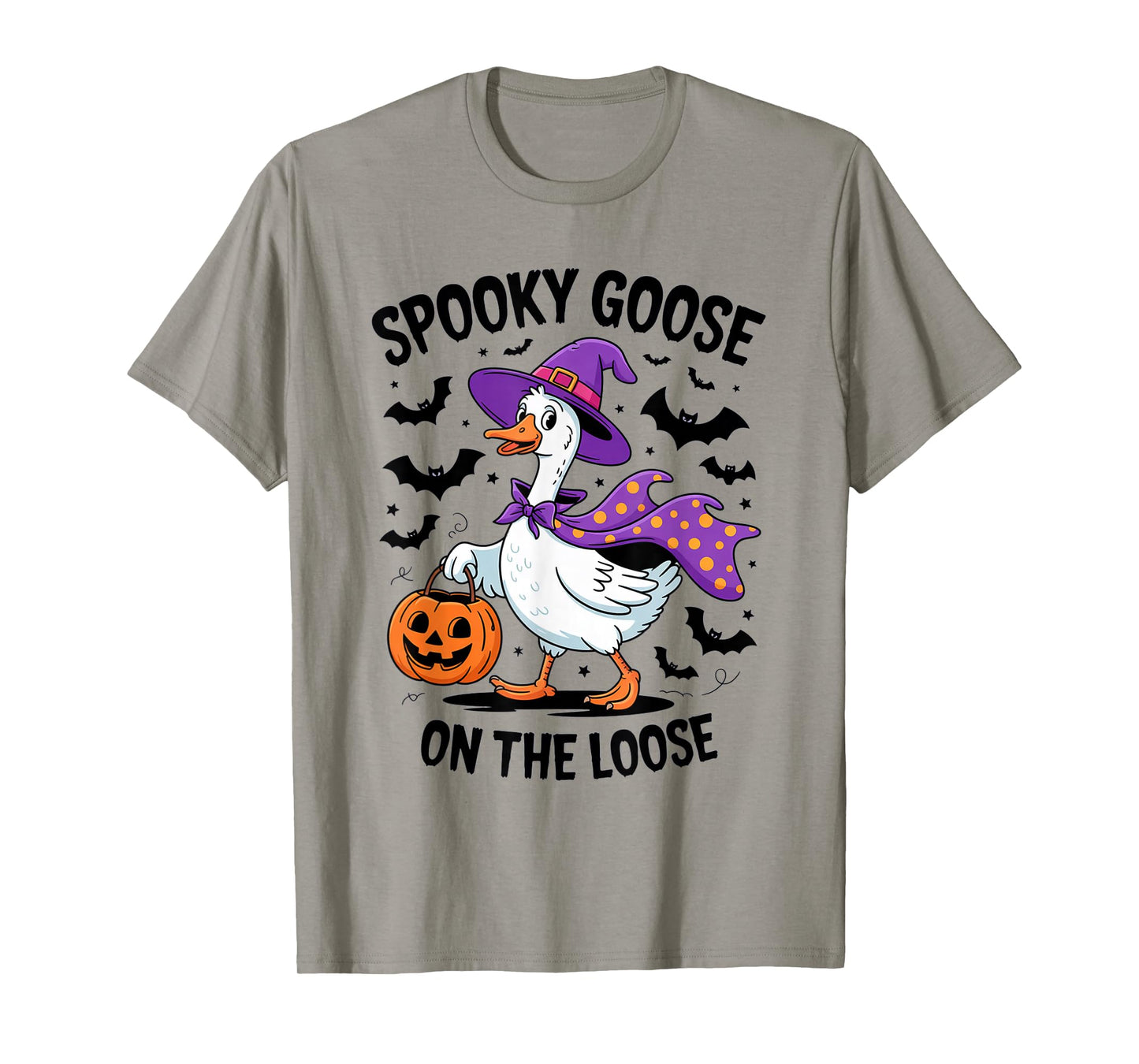 Spooky Goose on The Loose Witch Funny Halloween T-Shirt