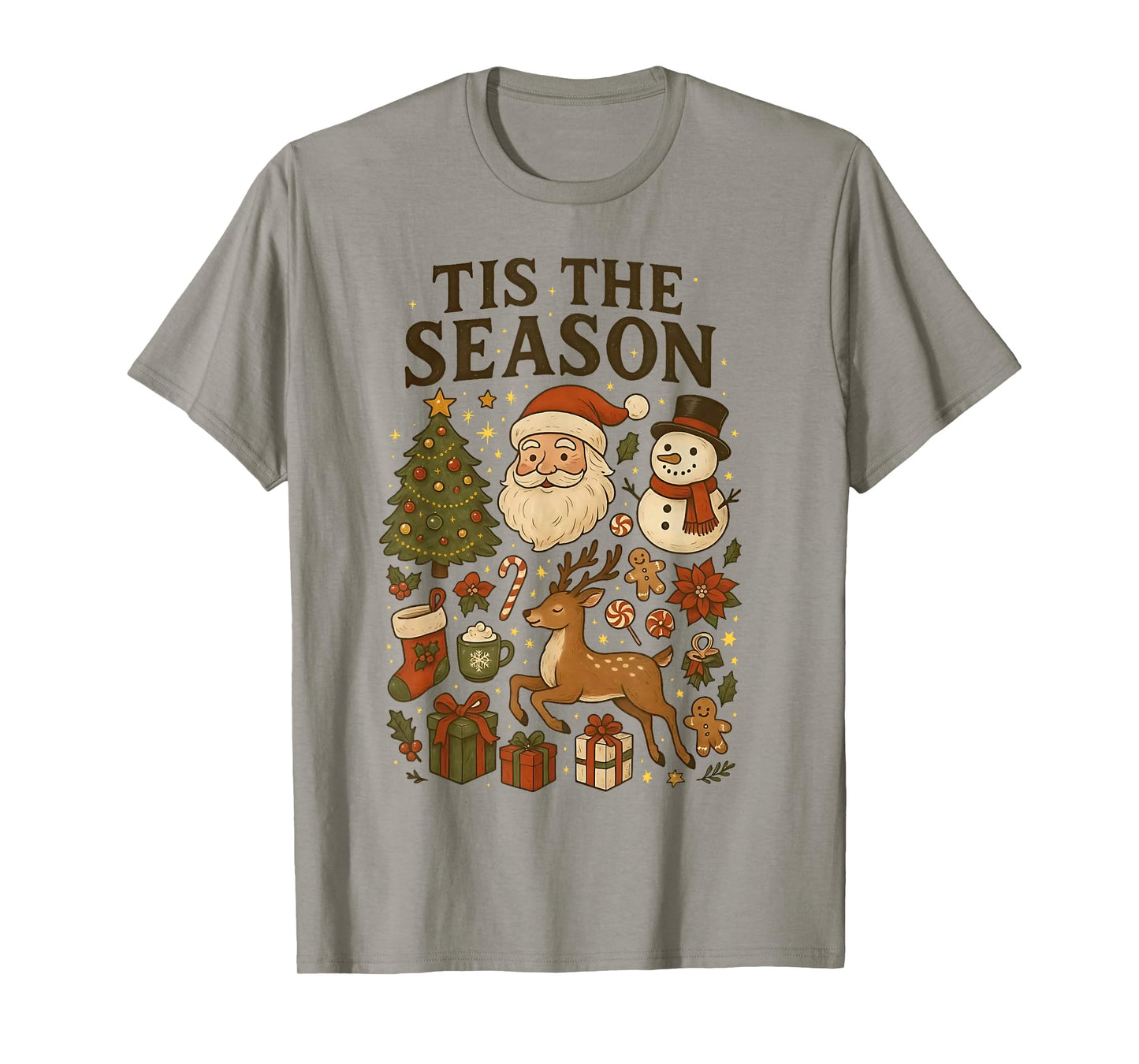 ‘Tis The Season Vintage Christmas Cute Icons Holiday Graphic T-Shirt