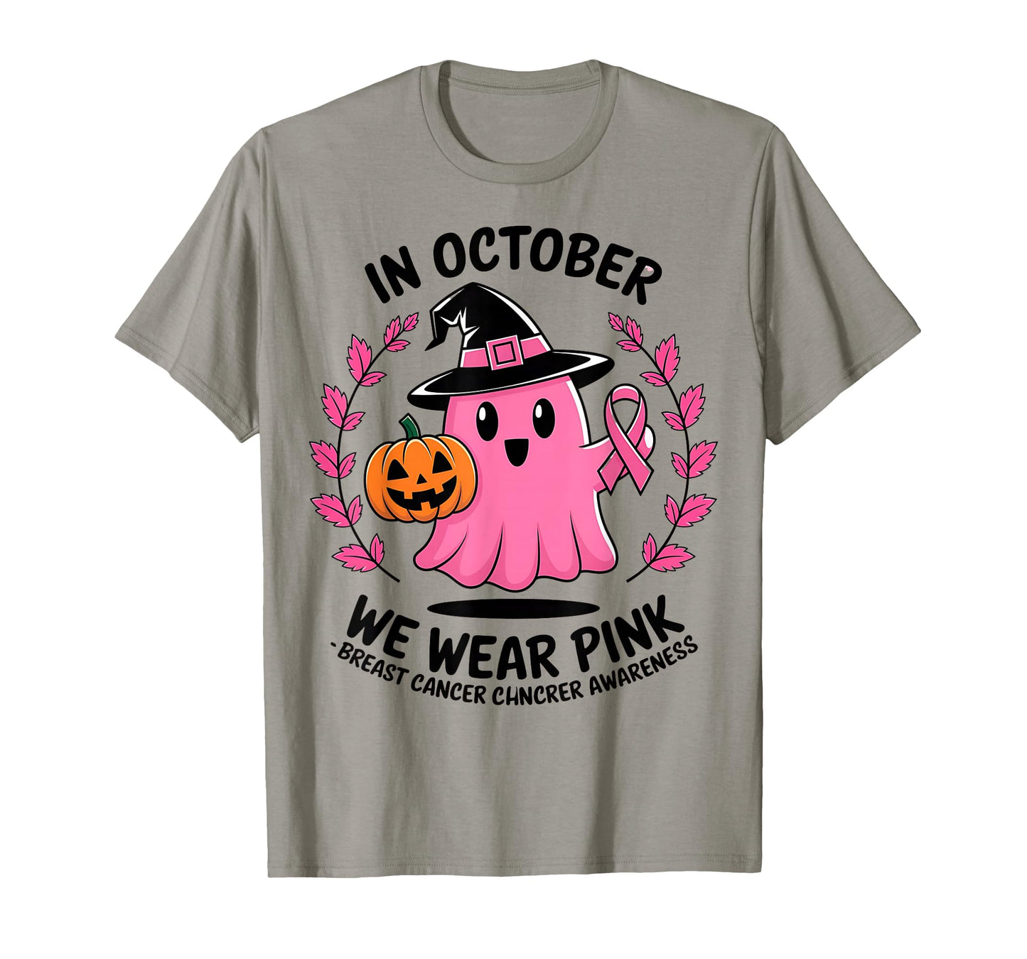 Breast Cancer Awareness Halloween Wear Pink Print Kids Men T-Shirt