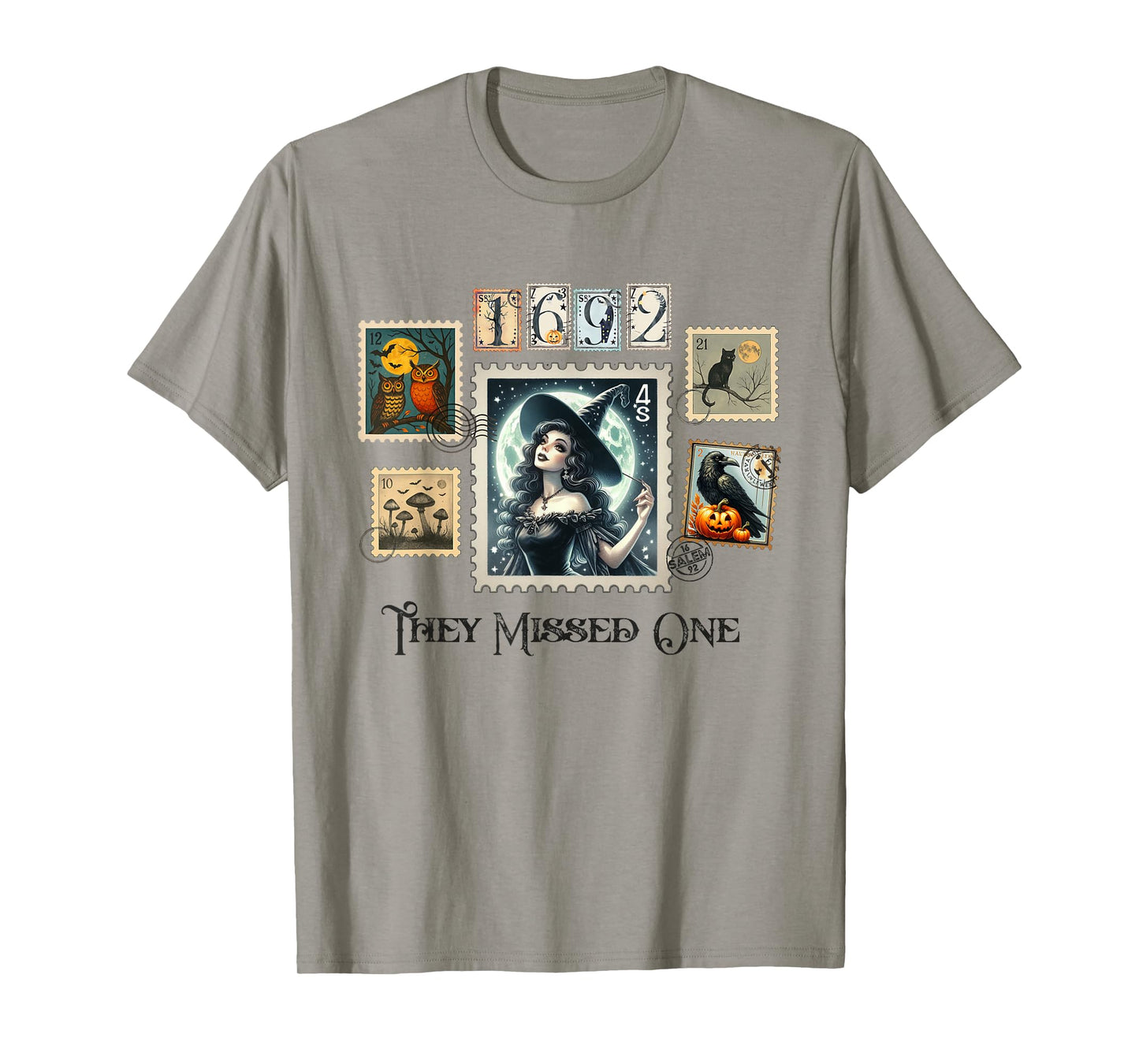 Witch Salem They Missed One 1692 Halloween Postage Stamp T-Shirt