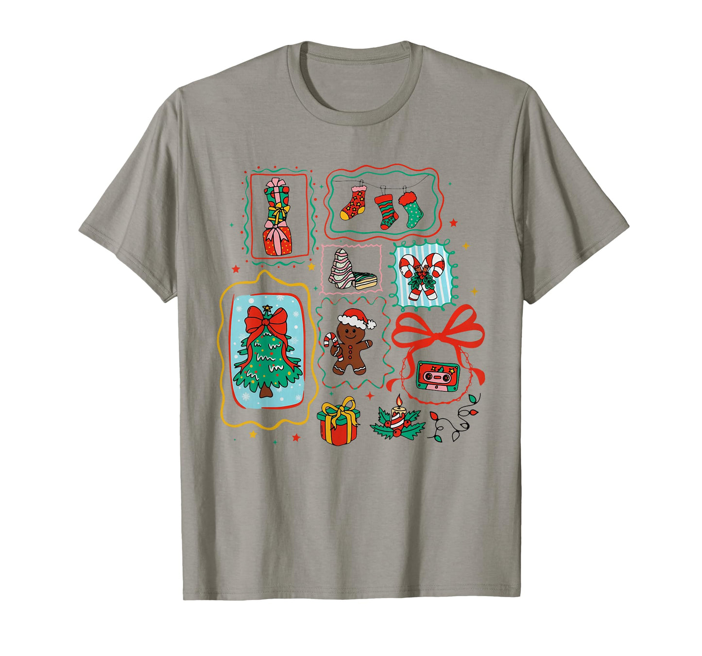 Cute Coquette Bow Christmas Santa Snowman Vintage Merry Xmas T-Shirt