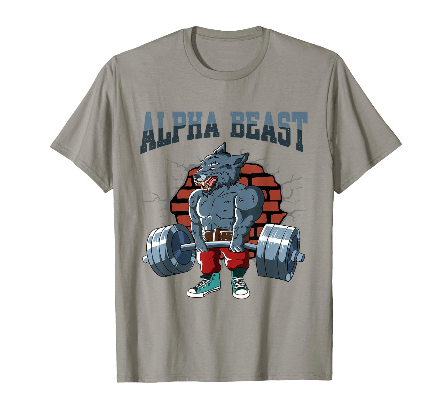 Fitness Alpha Wolf doing Deadlift Workout Training Gym T-Shirt