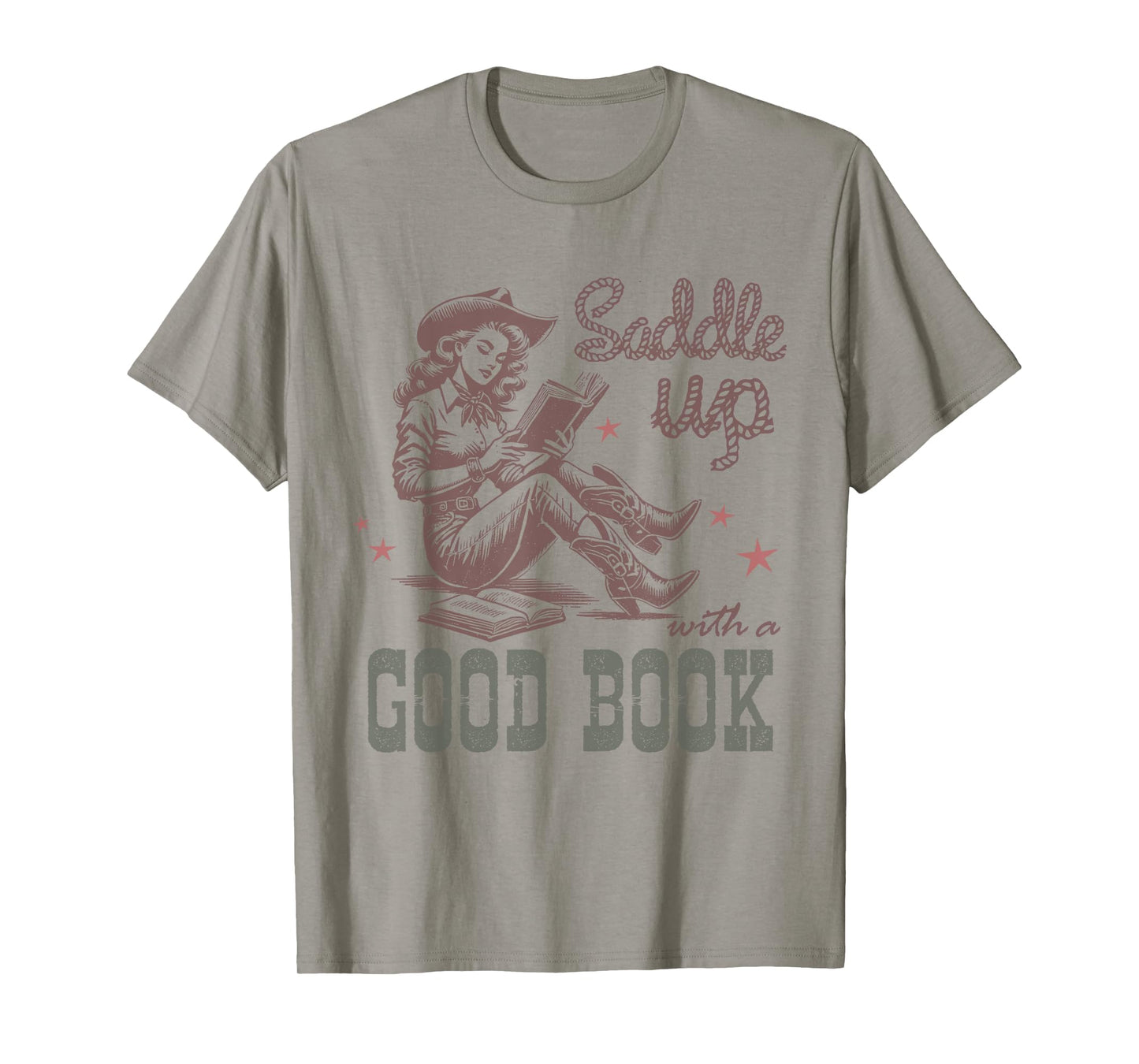 Retro Cowgirl ReadingTee Saddle Up With A Good Book Western T-Shirt