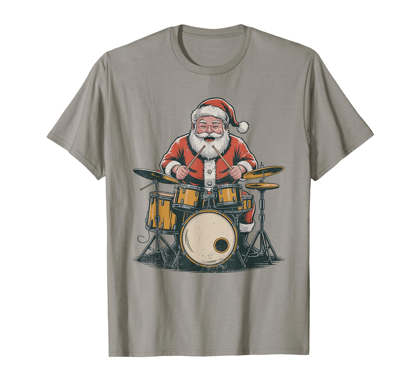 Vintage Santa Drumming Drummer Retro 90s Chrismas Holiday T-Shirt