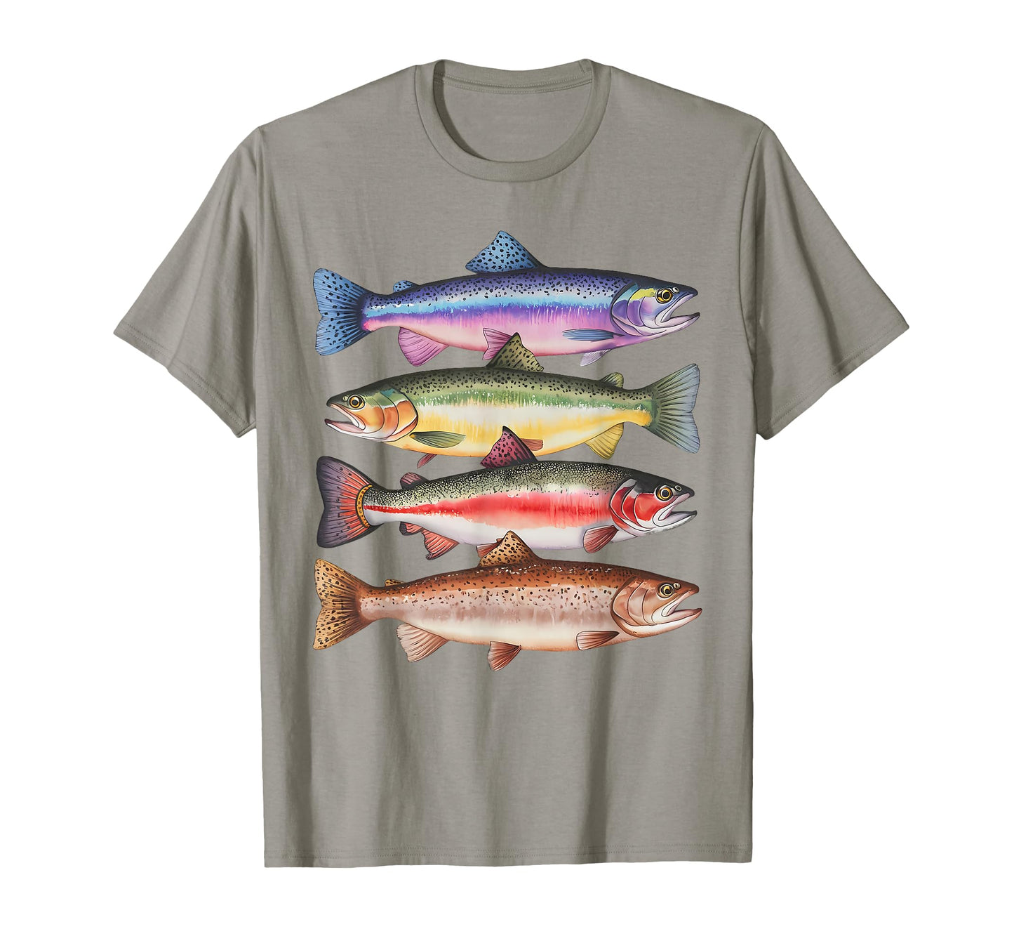Abstract Colorful Trout In A Row For Fishing Lovers Men Kids T-Shirt