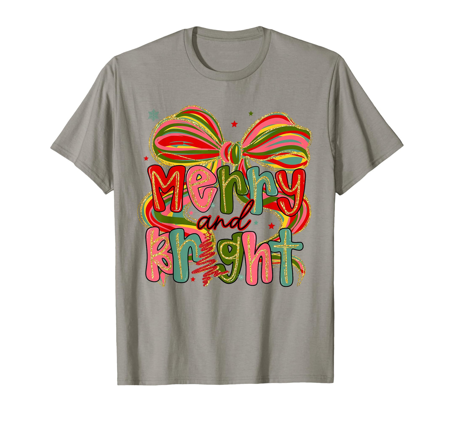 Merry & Bright Coquette Bow Christmas Xmas Pajamas Holiday T-Shirt