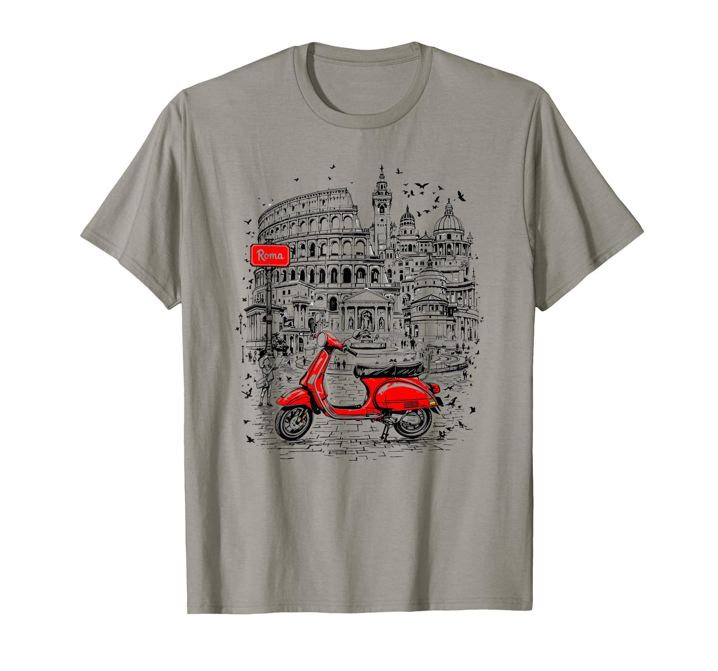 Roma Italy Scooter Art Graphic Tee Italy Travel Souvenir T-Shirt