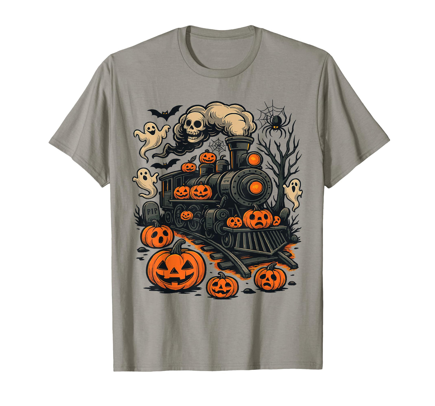 Funny Halloween Train Pumpkin Train Lover Railroad T-Shirt