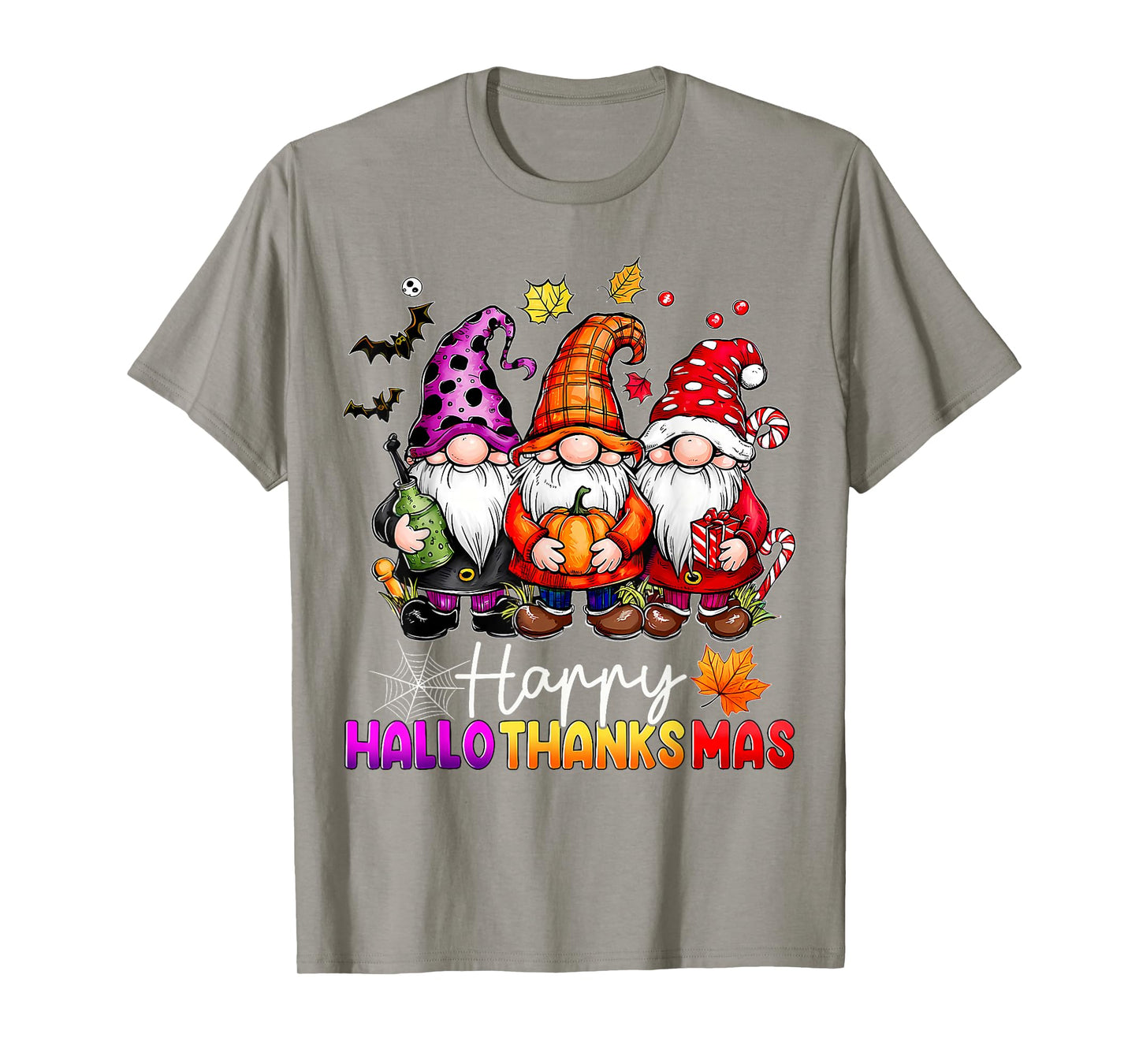 Happy Hallothanksmas Gnomes Lover Halloween Merry Christmas T-Shirt