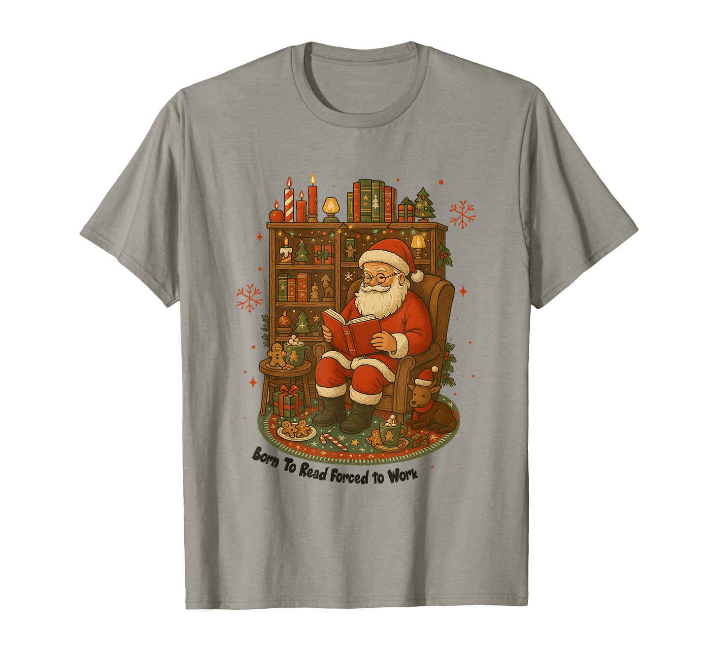 Vintage Funny Santa Reading Book Christmas Bookworm Xmas T-Shirt