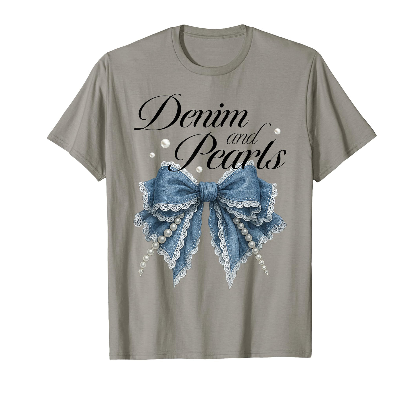 Denim And Pearls Coquette Bow Ladies Women T-Shirt