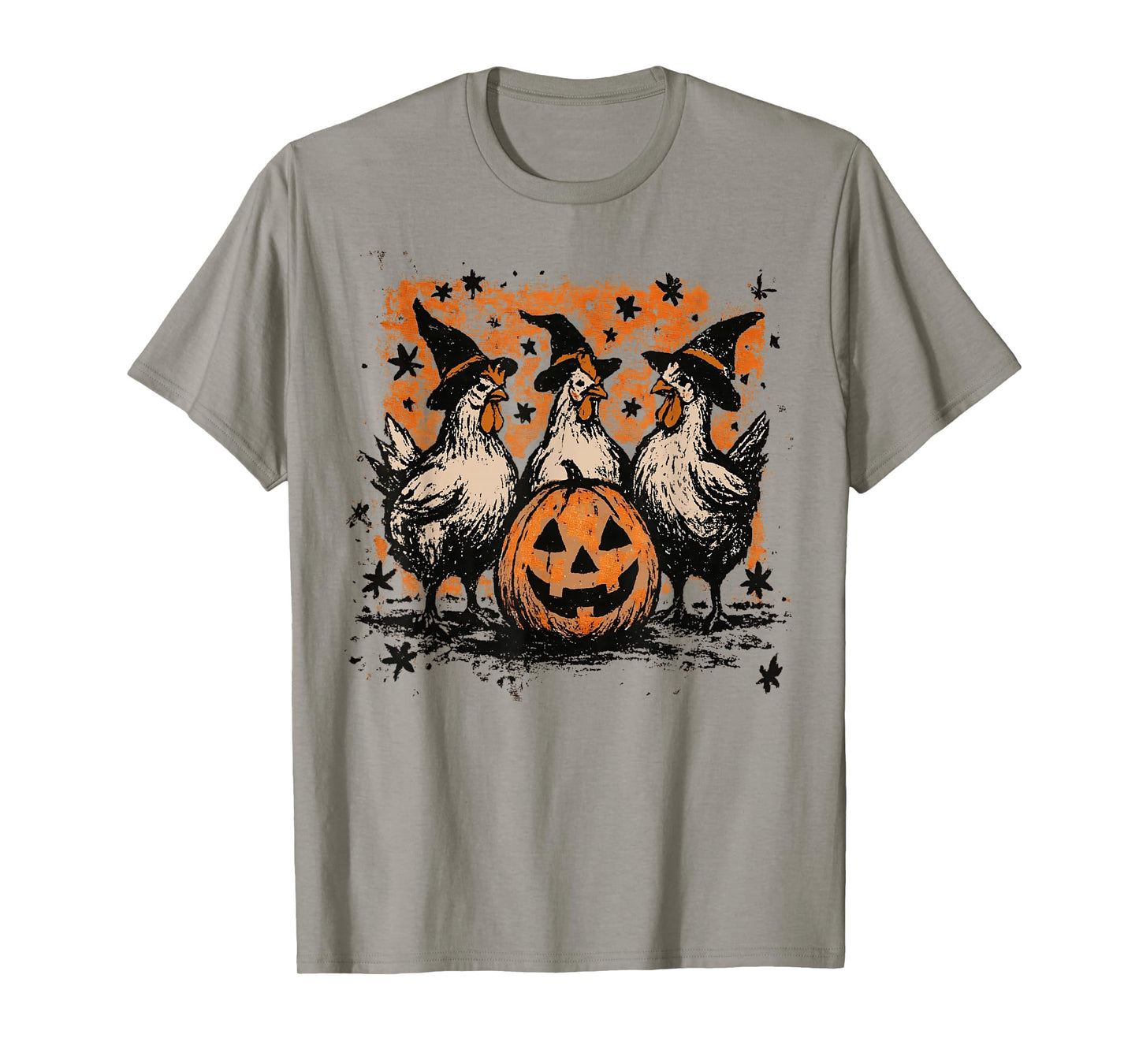 Pumpkin Chicken Witch Fall Retro Halloween Funny T-Shirt