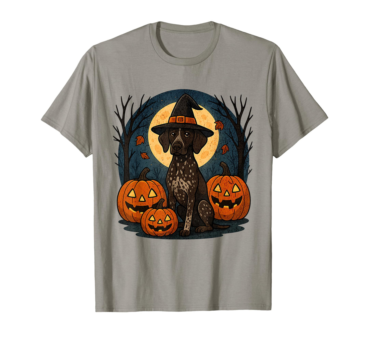 Halloween German Shorthaired Pointer Witch Pumpkins Autumn T-Shirt