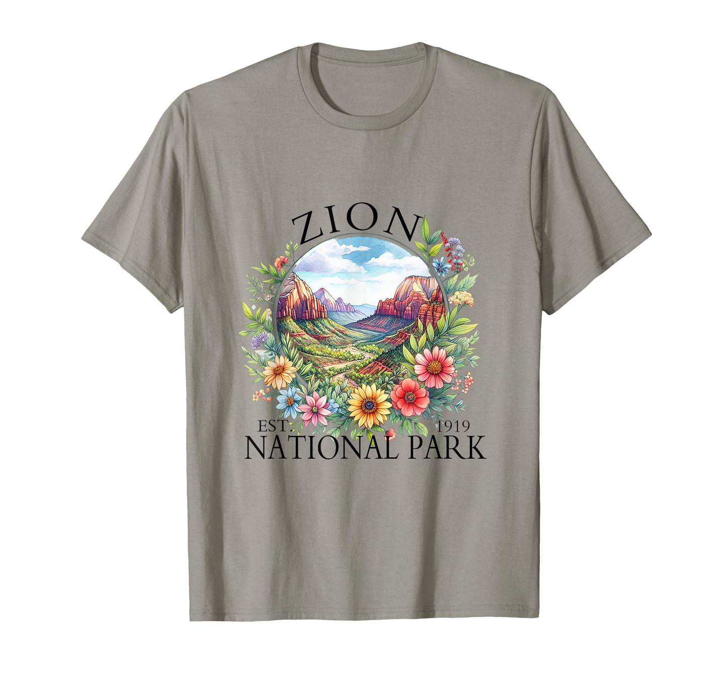 Retro Floral Zion National Park Hiking Camping Outdoor T-Shirt