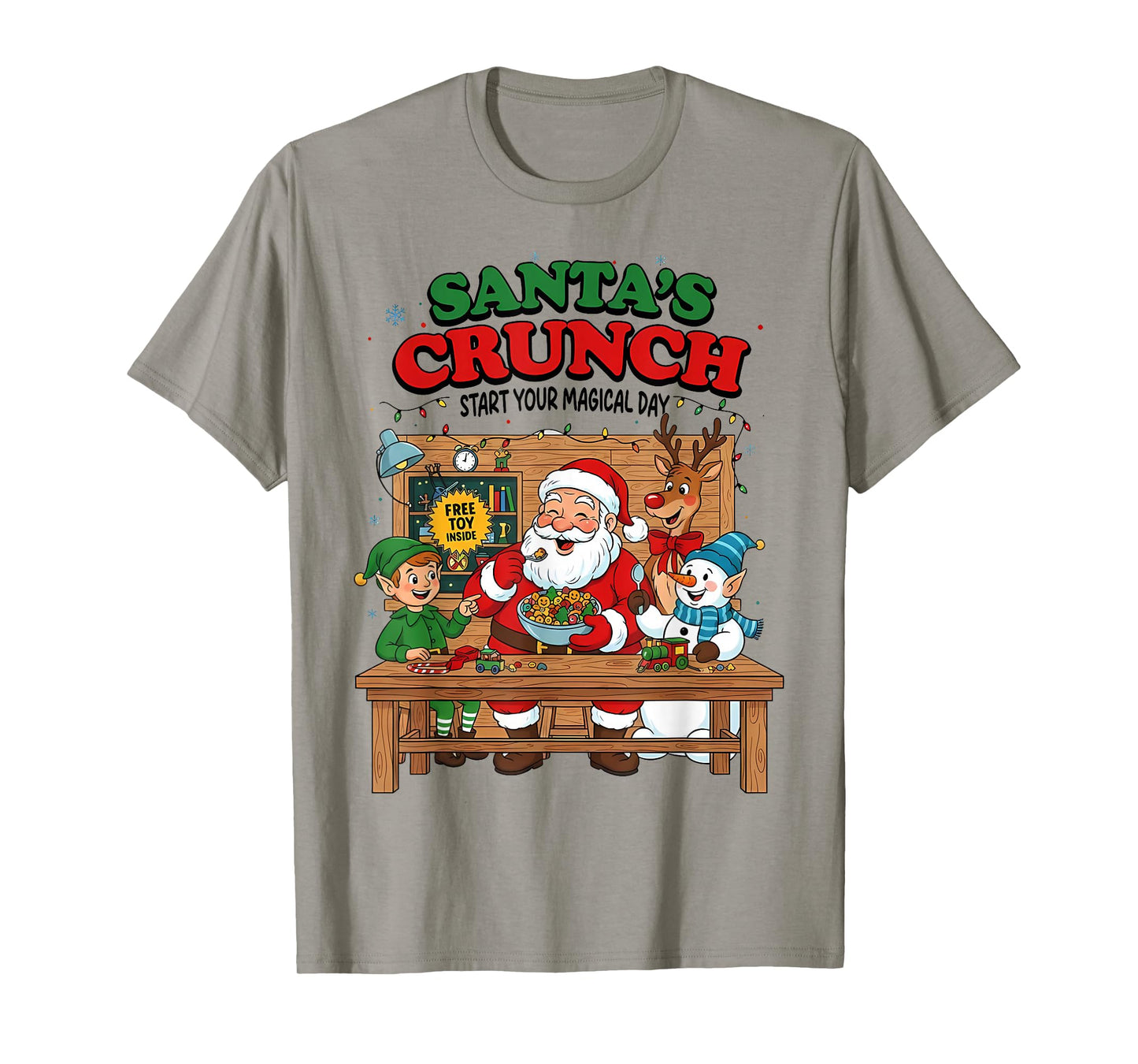 Santa's Crunch Start Your Magical Day Funny Christmas 2025 T-Shirt