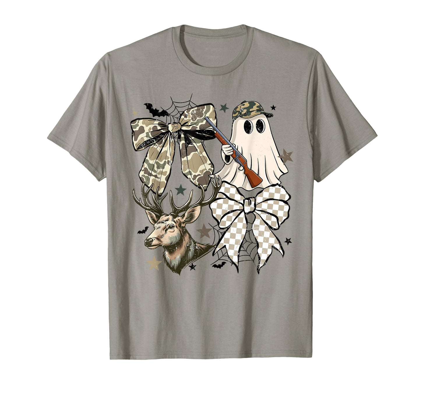 Camo Ghost Coquette Bow Camouflage Deer Hunting Girl Women T-Shirt