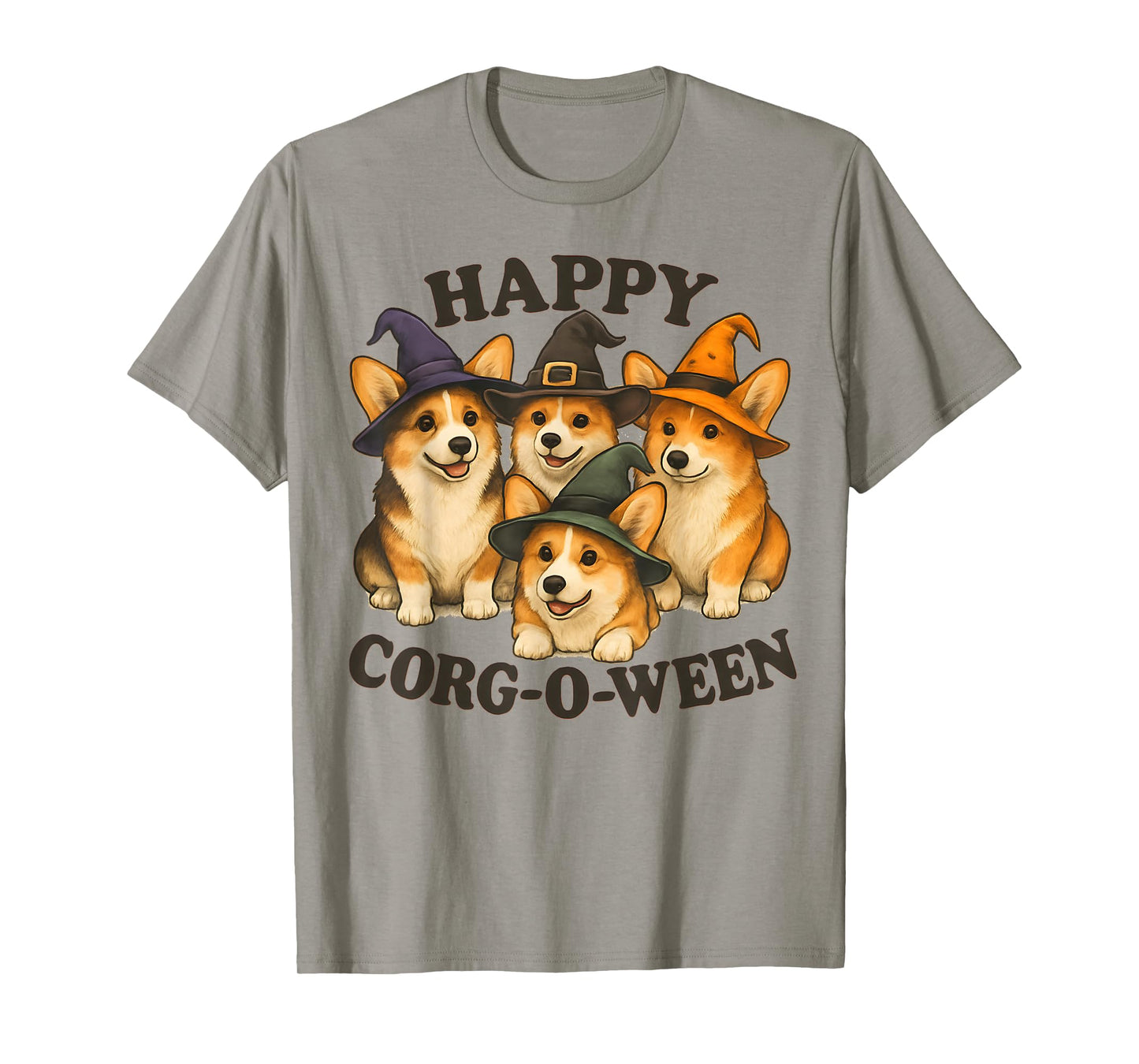Cute Halloween Corgi Witch Pack Funny Dog Design Mom Dad Kid T-Shirt