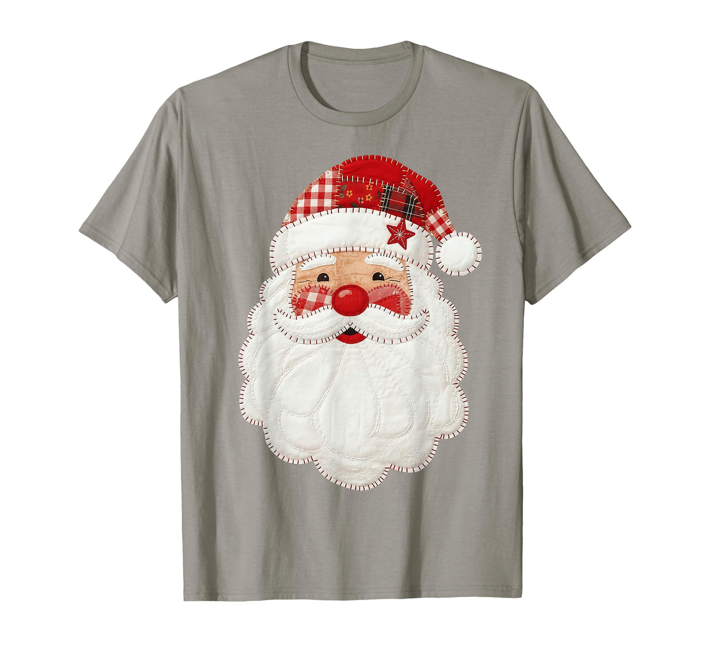 Cute Patchwork Santa Claus Christmas Xmas Men Women Kid Gift T-Shirt