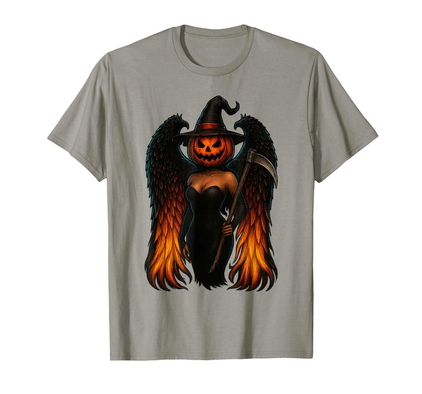DarkFiery Halloween Angel Wings Gothic Pumpkin Witch Flaming T-Shirt