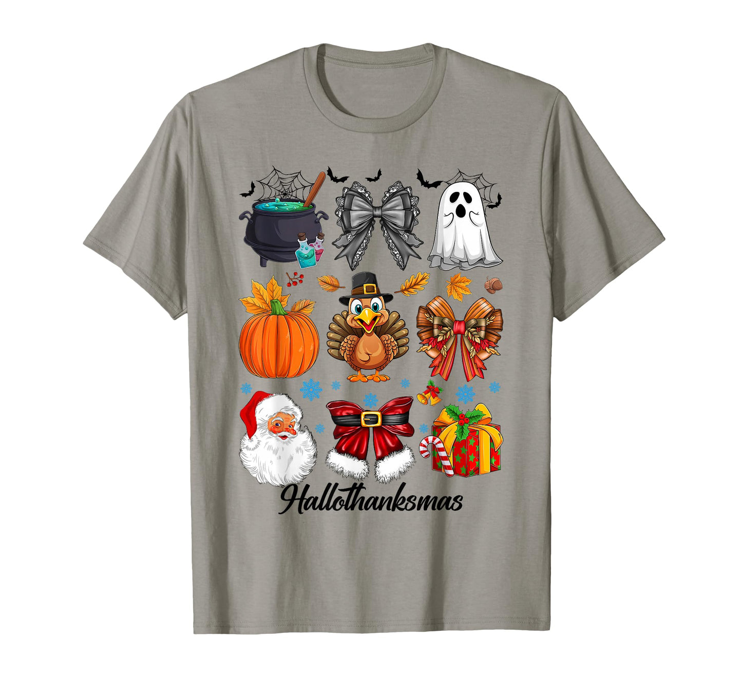 Happy Hallothanksmas Coquette Bows Halloween Thanksgiving T-Shirt