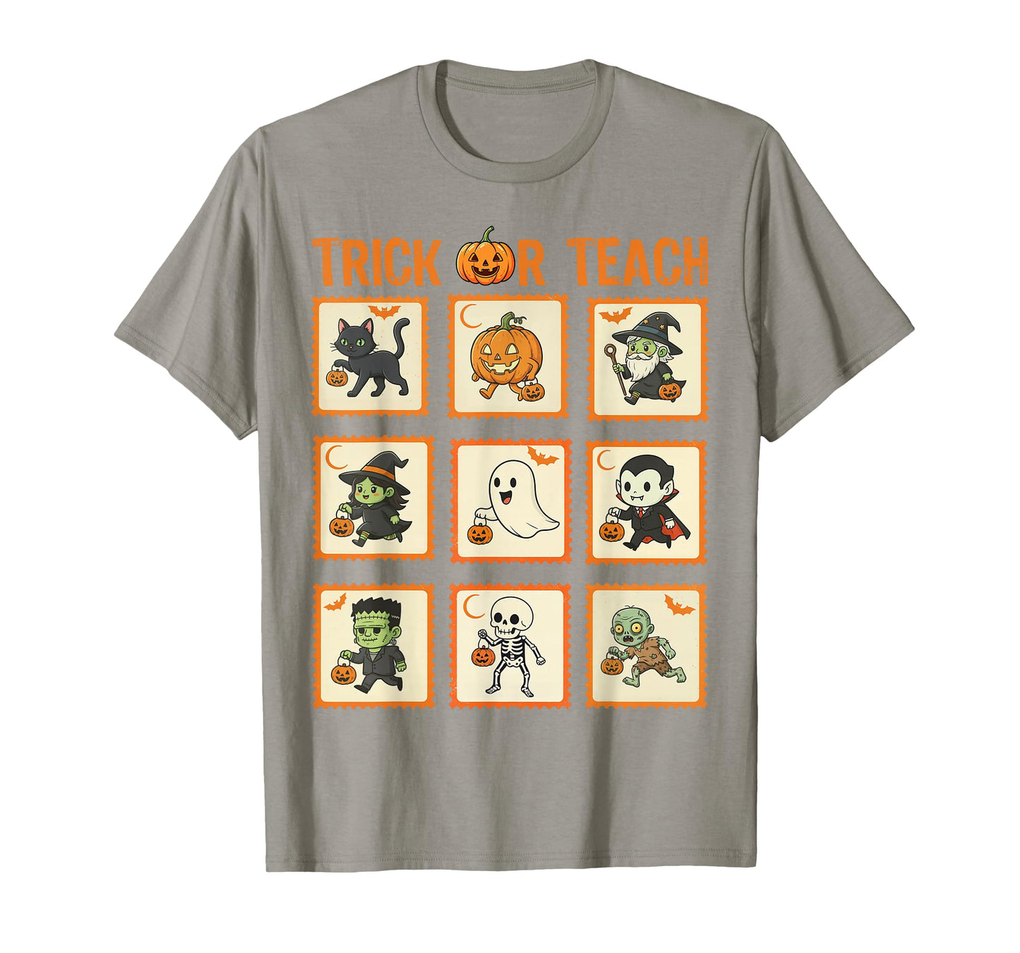 Halloween Teacher Stamps Cute Costumes Trick Or Teach Kids T-Shirt
