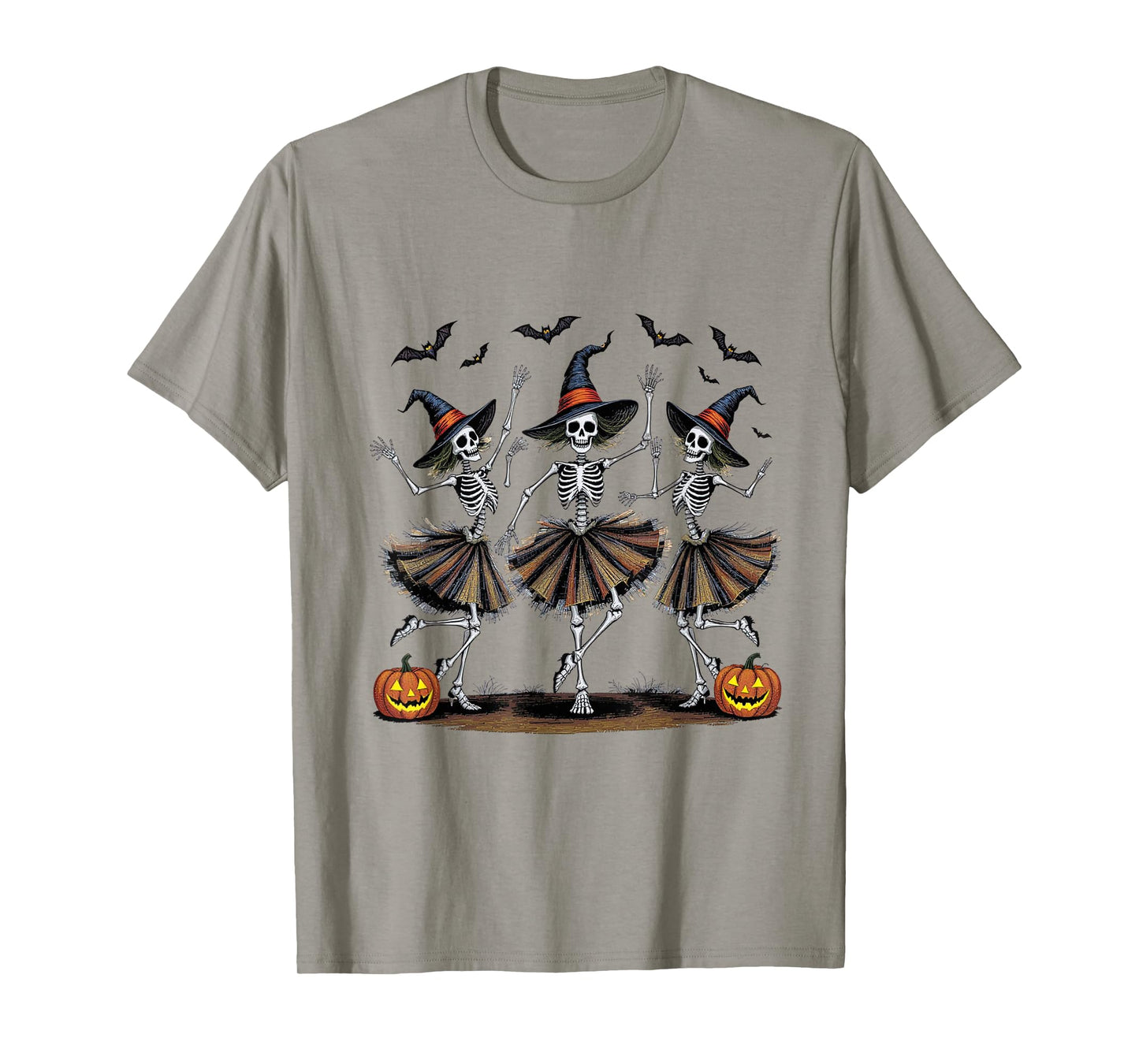 Dancing Skeleton Witches Funny Spooky Halloween T-Shirt