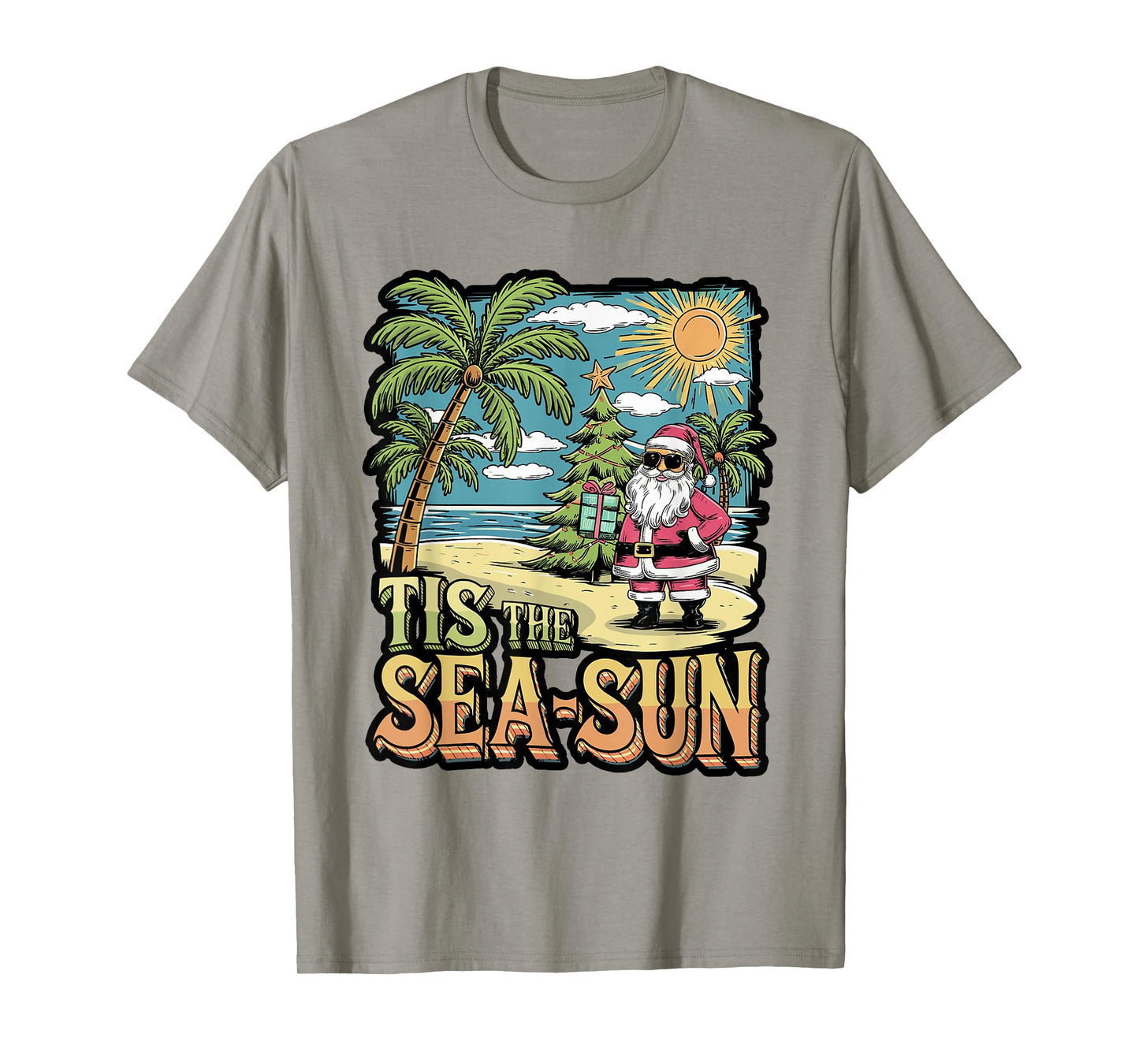 Tis The Sea-Sun Funny Beach Christmas Pun T-Shirt
