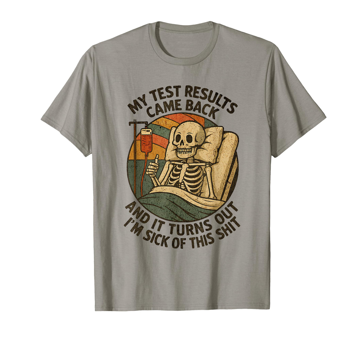 Retro Skeleton Thumbs Up Sick of It Funny T-Shirt