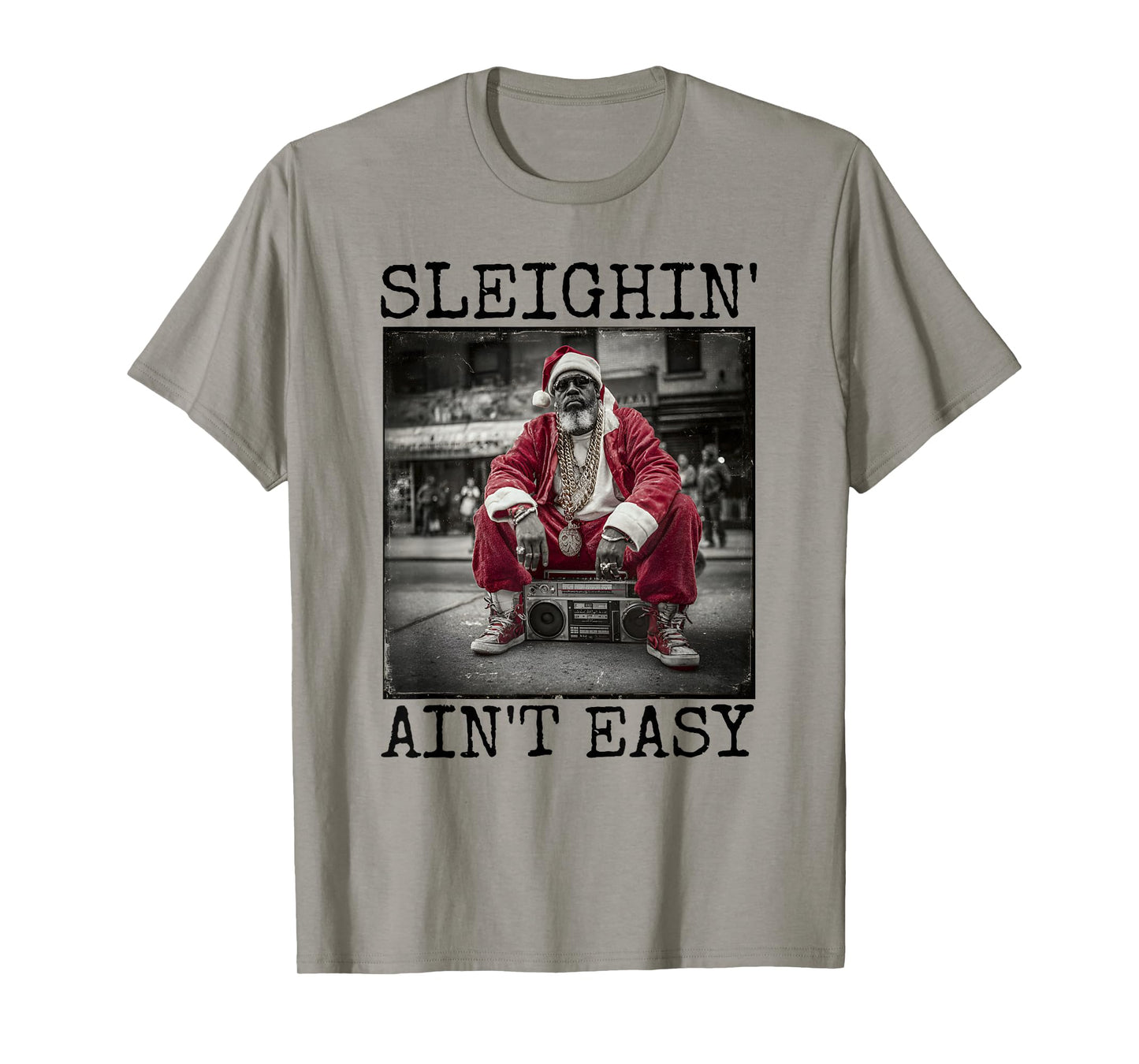 Black B-boy Santa Claus Hip Hop Christmas T-Shirt