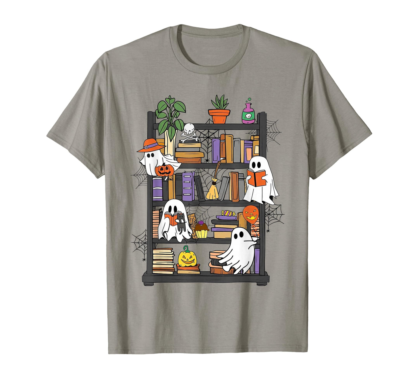 Retro Halloween Cute Witch Ghosts Jack-o'-Lantern Plants T-Shirt