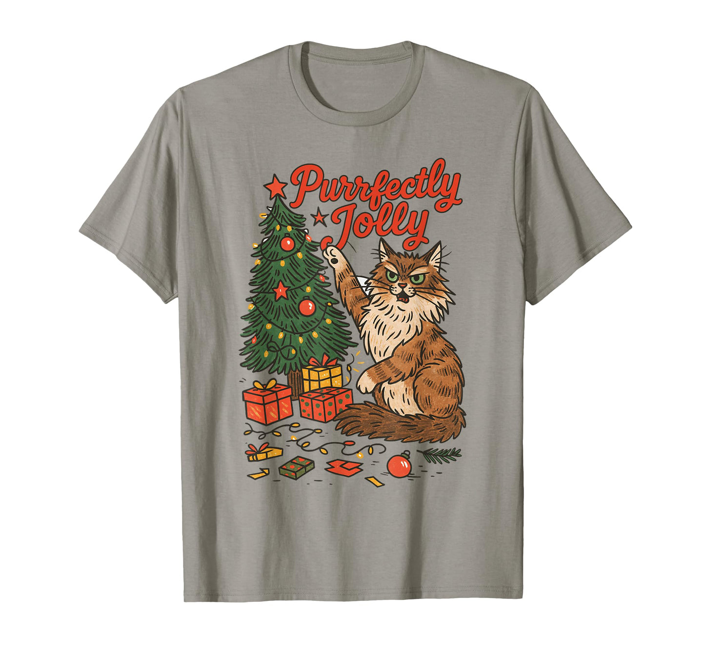 Christmas Xmas Vibes Cat Lover Cat Mom Purrfectly Jolly T-Shirt
