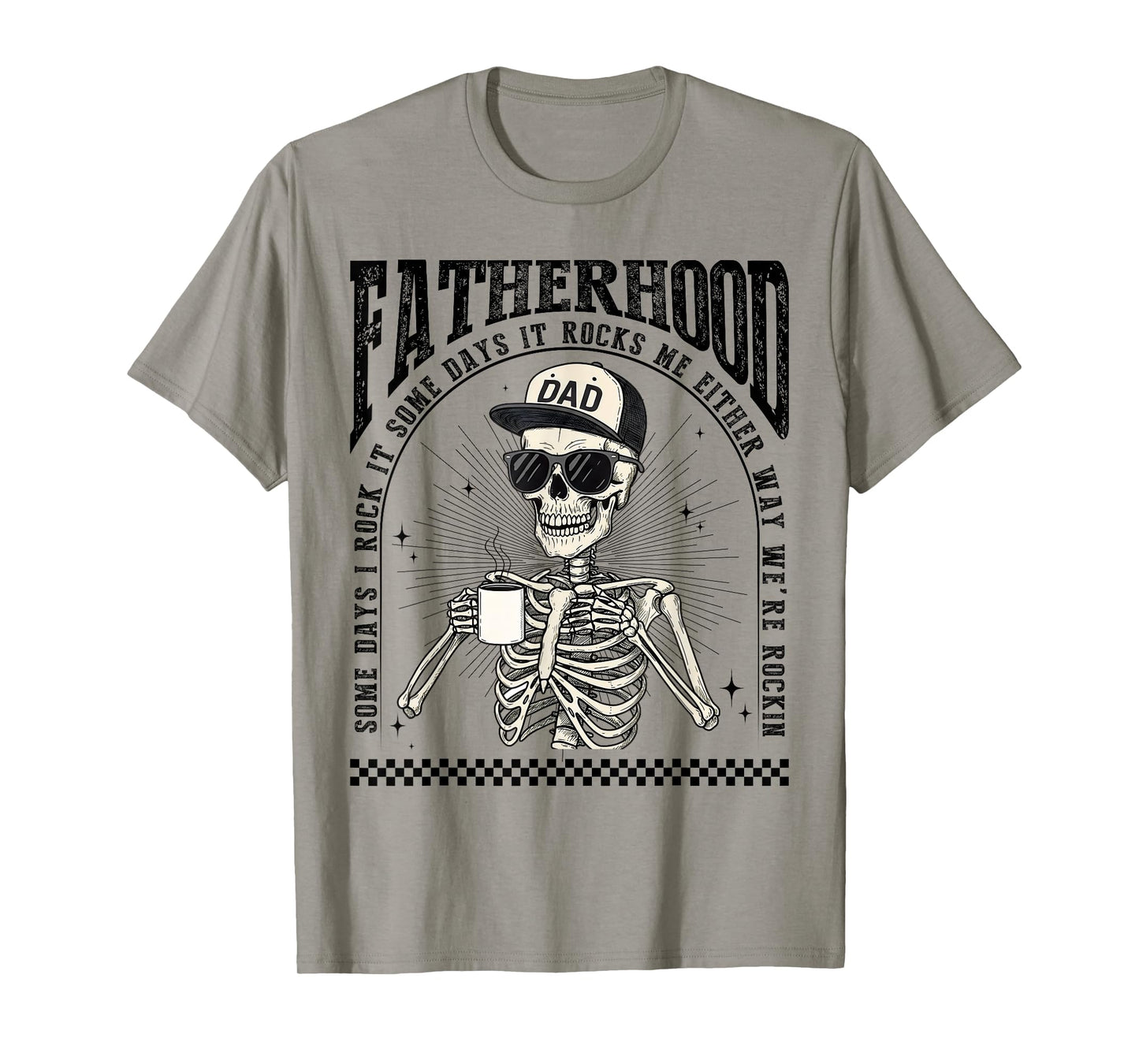Fatherhood Skeleton Rockin Some Days Funny Vintage Dad T-Shirt