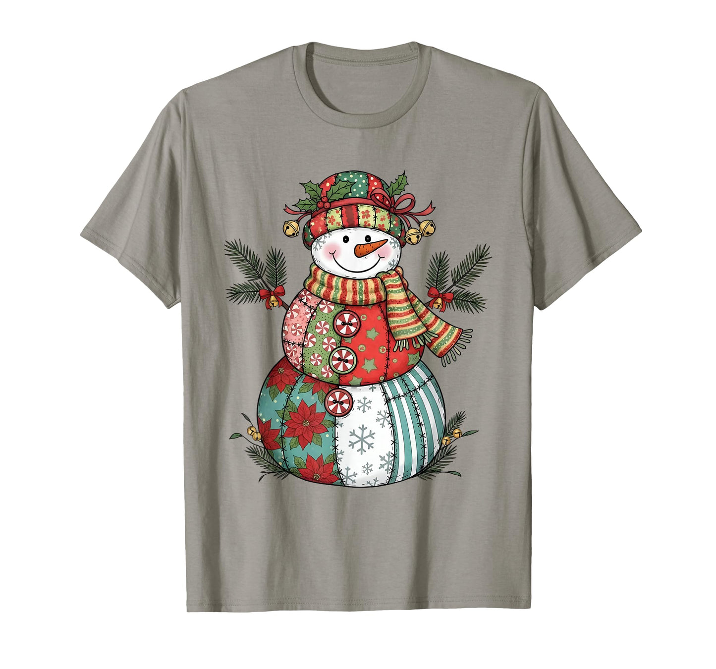 Patchwork Snowman Retro Funny Christmas Xmas Snowman Holiday T-Shirt