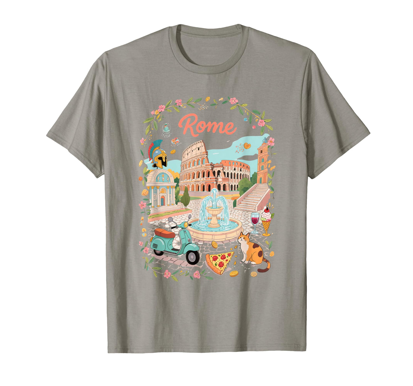 Rome Italy Colosseum Art Vintage Travel Souvenir T-Shirt