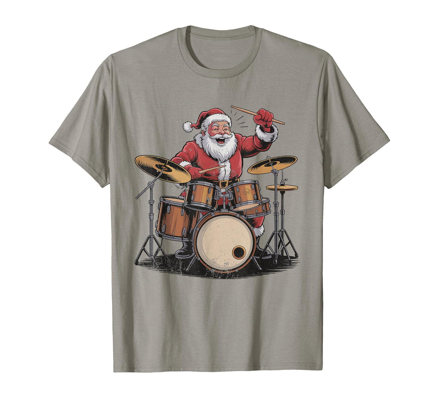 Vintage Santa Playing Drums Retro 90s Chrismas Drummer T-Shirt